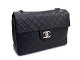 Chanel 2009 Vintage Black Caviar Soft Maxi Classic Flap Bag SHW AYW