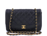 Chanel 1994 Vintage Black Caviar Medium Diana Flap Bag 24k GHW 21Z