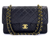 Chanel 1994 Vintage Black Medium Classic Double Flap Bag 24k GHW Lambskin 0O3