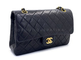Chanel 1994 Vintage Black Medium Classic Double Flap Bag 24k GHW Lambskin 0O3