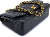 Chanel 1995 Vintage Black Lambskin Medium Diana Flap Bag 24k GHW F1D
