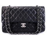 Chanel 2002 Vintage Black Lambskin Medium Classic Double Flap Bag SHW 2LS