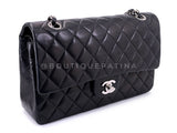 Chanel 2002 Vintage Black Lambskin Medium Classic Double Flap Bag SHW 2LS
