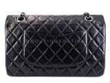 Chanel 2002 Vintage Black Lambskin Medium Classic Double Flap Bag SHW 2LS