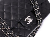 Chanel 2002 Vintage Black Lambskin Medium Classic Double Flap Bag SHW 2LS