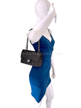 Chanel 2002 Vintage Black Lambskin Medium Classic Double Flap Bag SHW 2LS