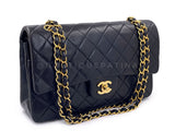 Chanel 1992 Vintage Black Medium Classic Double Flap Bag 24k GHW Lambskin 0O3
