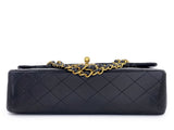 Chanel 1992 Vintage Black Medium Classic Double Flap Bag 24k GHW Lambskin 0O3