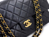 Chanel 1992 Vintage Black Medium Classic Double Flap Bag 24k GHW Lambskin 0O3