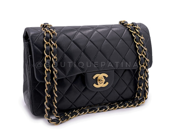 Chanel 2003 Vintage Black Small Classic Double Flap Bag 24k GHW Lambskin