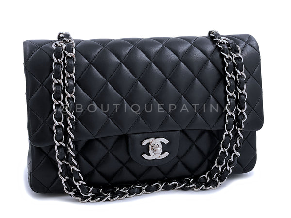 Pristine Chanel Black Medium Classic Double Flap Bag SHW Lambskin