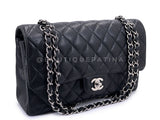 Chanel 2010 Black Caviar Medium Classic Double Flap Bag SHW 2U1