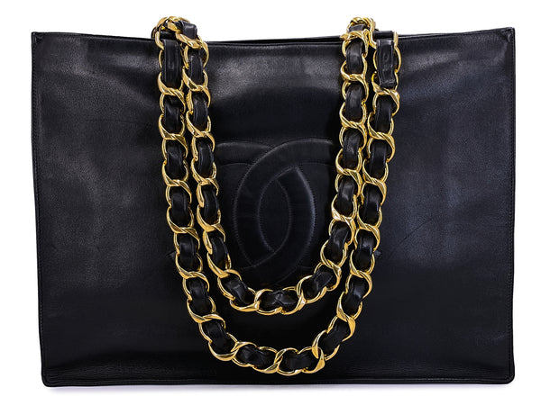 Chanel Vintage Black Chunky Chain Classic Tote Bag 24k GHW