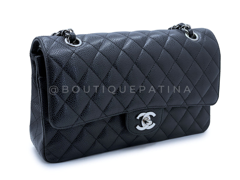 Chanel Black Caviar Medium Flap Bag Classic Double 2009 SHW