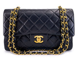 Chanel 1990 Vintage Black Lambskin Small Classic Double Flap Bag 24k GHW AGE
