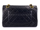 Chanel 1990 Vintage Black Lambskin Small Classic Double Flap Bag 24k GHW AGE