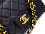 Chanel 1990 Vintage Black Lambskin Small Classic Double Flap Bag 24k GHW AGE