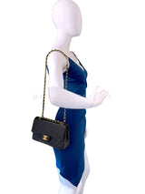 Chanel 1990 Vintage Black Lambskin Small Classic Double Flap Bag 24k GHW AGE