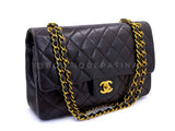 Chanel 1994 Vintage Black Medium Classic Double Flap Bag 24k GHW Lambskin 0O3