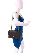 Chanel 1994 Vintage Black Medium Classic Double Flap Bag 24k GHW Lambskin 0O3