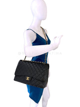 Chanel Black Caviar Maxi Classic Double Flap Bag GHW DSV