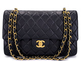 Chanel 2000 Vintage Black Medium Classic Double Flap Bag 24k GHW Lambskin 0O3