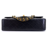 Chanel 2000 Vintage Black Medium Classic Double Flap Bag 24k GHW Lambskin 0O3