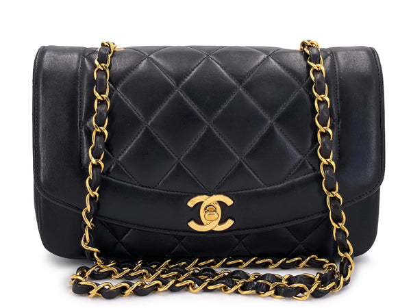 Chanel Small Diana Bag Vintage Black Lambskin 24k GHW Flap