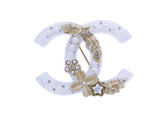 Chanel Clear Acrylic Brooch 19K Lucite CC Ornament