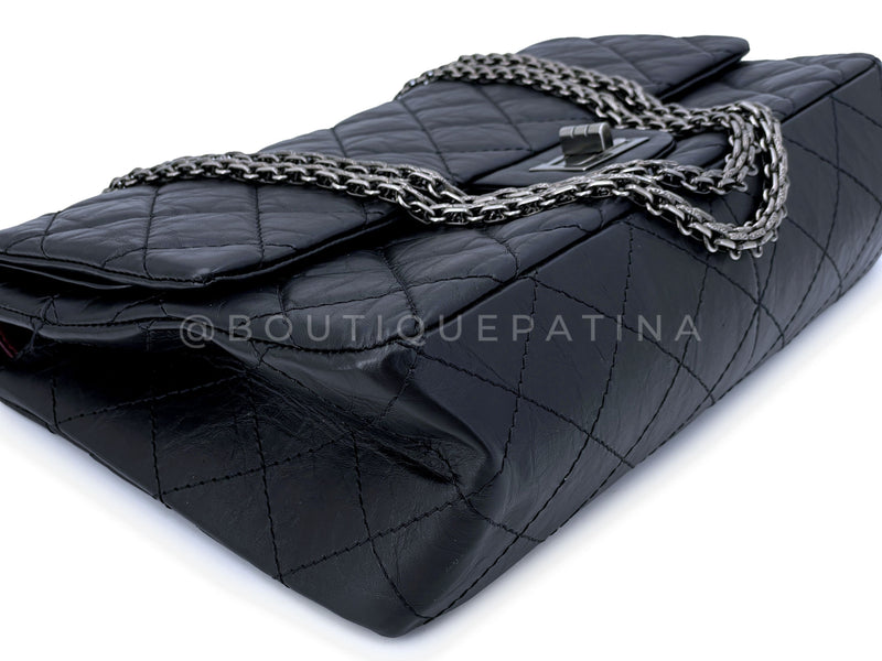 Chanel Black Reissue Flap Bag 2.55 Pristine Aged Calfskin Large 227 RHW