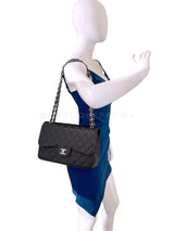 Chanel 2011 Black Caviar Jumbo Classic Double Flap Bag SHW GXC