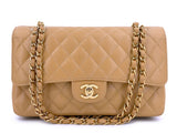 Chanel 2004 Vintage Caramel Beige Caviar Medium Classic Double Flap Bag 24k GHW 85Q