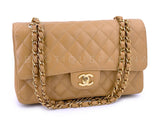 Chanel 2004 Vintage Caramel Beige Caviar Medium Classic Double Flap Bag 24k GHW 85Q