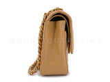 Chanel 2004 Vintage Caramel Beige Caviar Medium Classic Double Flap Bag 24k GHW 85Q