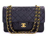 Chanel 1994 Vintage Black Medium Classic Double Flap Bag 24k GHW Lambskin 0O3