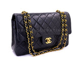 Chanel 1994 Vintage Black Medium Classic Double Flap Bag 24k GHW Lambskin 0O3