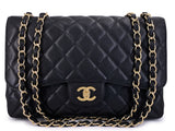 Chanel 2010 Black Caviar Jumbo Classic Flap Bag Single GHW RB5