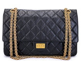 Chanel Black Aged Calfskin Reissue Medium 226 2.55 Flap Bag GHW JAQ