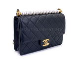 19S Chanel Chic Pearls Quilted Flap Bag Black GHW DJ9