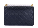 19S Chanel Chic Pearls Quilted Flap Bag Black GHW DJ9