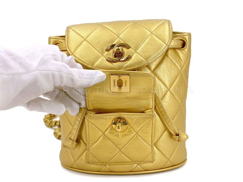 Chanel Mini Duma Backpack Bag Vintage 1994 Small Gold 24k GHW