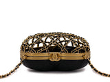 Chanel Heart Minaudière Bag 23S Caged Evening Clutch Gold Black NIB 7LS