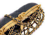 Chanel Heart Minaudière Bag 23S Caged Evening Clutch Gold Black NIB 7LS