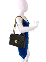 Chanel 1996 Vintage Black Jumbo Classic Flap Bag 24k GHW Lambskin 3QC