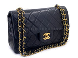 Chanel 1992 Vintage Black Lambskin Small Classic Double Flap Bag 24k GHW AGE