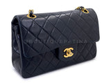 Chanel 1992 Vintage Black Lambskin Small Classic Double Flap Bag 24k GHW AGE