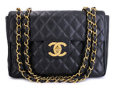 Chanel Vintage Caviar Jumbo Flap Bag 1995 Black Classic 24k GHW THW