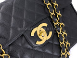 Chanel Vintage Caviar Jumbo Flap Bag 1995 Black Classic 24k GHW THW