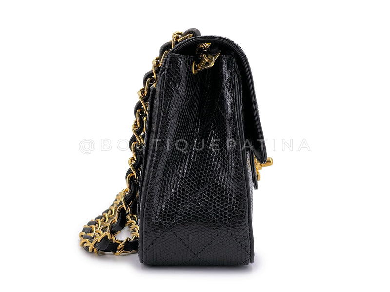 Chanel Vintage Lizard Mini Flap Bag 1993 Black Square 24k GHW