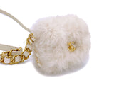 Chanel Fur Mini Flap Bag White Ivory Crossbody Chunky Chain IDO